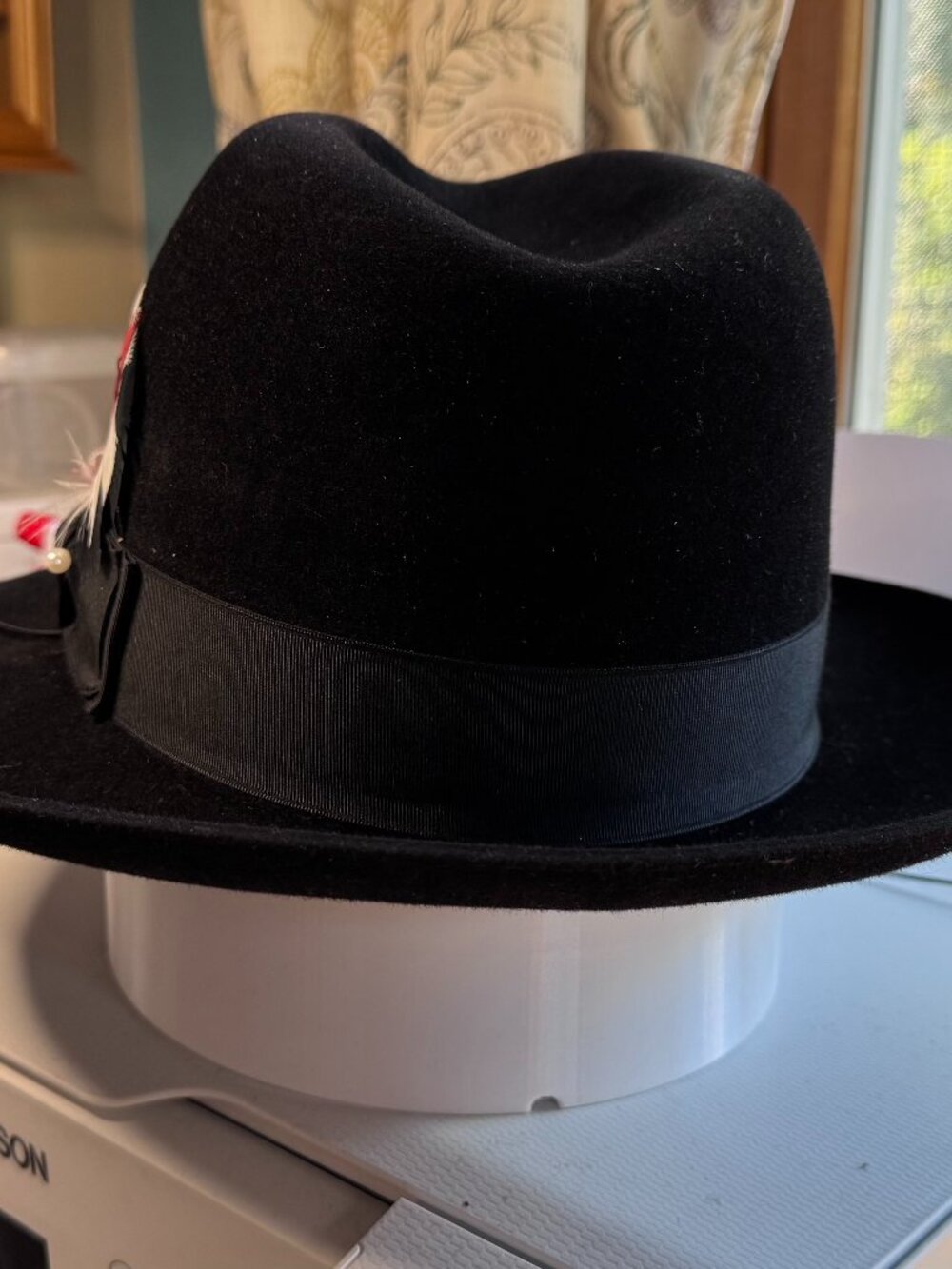 Borsalino Roma Black Fur Felt Fedora 7 3/8 NIB Vintage Deadstock Made In Italy